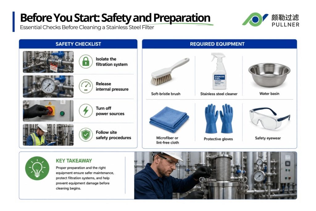 before you start safety and preparation clean stainless steel filters