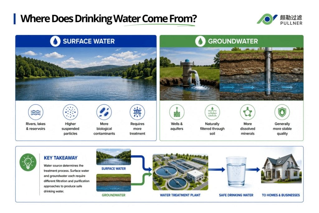 where does drinking water come from water treatment